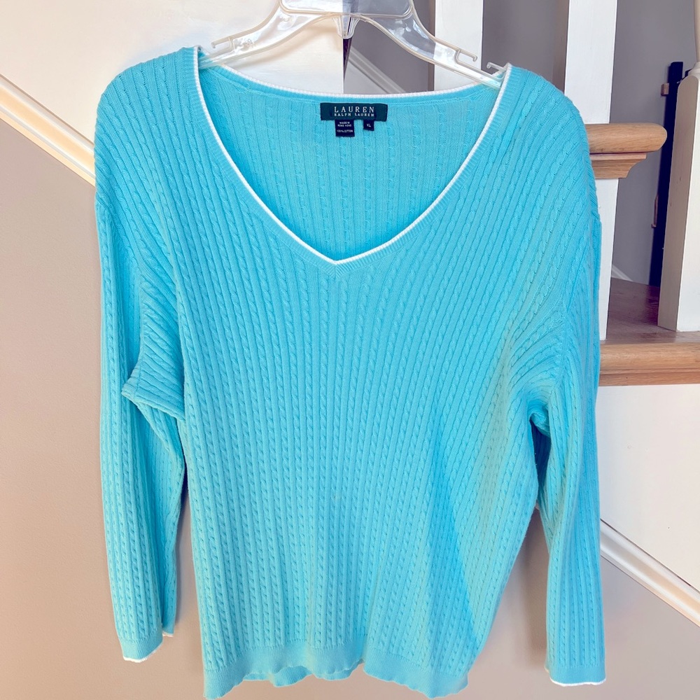 Ralph Lauren size XL spring 3/4 sleeve cotton sweater.